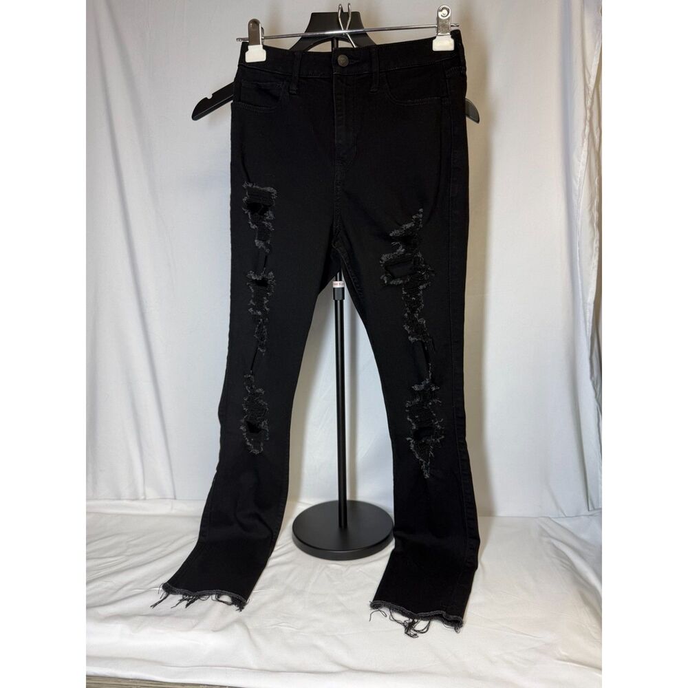 Hollister Black Distressed Ripped High Rise Super Skinny Jeans Women’s 5R - Picture 3 of 8